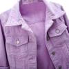 Ocealan Women's Casual Denim Jacket Short Sleeve Button Down Jean Coat Outwear with Pocket Daily Wear Purple 5X-Large view 3