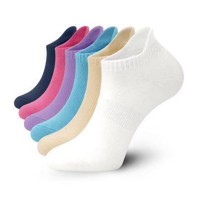 Sakusock Ankle Thin Socks Womens Combed Cotton Low Cut Athletic No Show Running Socks With Heel Tab 6 Pairs (US, Numeric, 3, 7, Regular, Regular, Assorted)