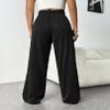 PINSPARK Women's Sweatpants Wide Leg Lounge Pants Elastic High Waist Sweatpant Athletic Sweat Pants with Pocket and Drawstring Small, Black view 3