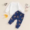 Karesoull Infant Baby Boy Outfits Football Print Sweatshirt Top with Elastic Pant 2Pcs Toddler Fall Winter Clothes Set (Game Day Blue, 12-18 Months) view 3