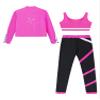 YiZYiF Kids Girls Figure Ice Skating Gym Training Suit Contrast Color Jacket Crop Top Sport Bra with Skating Pants Set Hot Pink 10 Years view 4