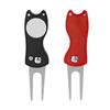 2pcs Golf Divot Repair Tool with Magnetic Ball Marker, Foldable Pop-up Divot Turf Fork Metal Putting Fork for Golf Lover (Black, Red) view 1