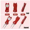 2pcs Golf Divot Repair Tool with Magnetic Ball Marker, Foldable Pop-up Divot Turf Fork Metal Putting Fork for Golf Lover (Black, Red) view 3