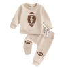 Karesoull Infant Baby Boy Outfits Football Print Sweatshirt Top with Elastic Pant 2Pcs Toddler Fall Winter Clothes Set (Khaki, 2-3T) view 1