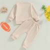 Karesoull Infant Baby Boy Outfits Football Print Sweatshirt Top with Elastic Pant 2Pcs Toddler Fall Winter Clothes Set (Khaki, 2-3T) view 3