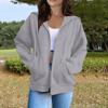 AAZJSS Women Zip Up Hoodie Fleece Spring Fall Fashion 2026 Long Sleeve Sweatshirts with Pocket 01-Light Gray Large view 2