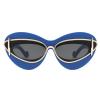 mincl Sexy Y2k Punk Cat Eye Sunglasses Women 2024 Luxury Vintage Sun Glasses For Ladies Retro Double Frame Eyewear Shades UV400 (blue) view 1