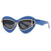 mincl Sexy Y2k Punk Cat Eye Sunglasses Women 2024 Luxury Vintage Sun Glasses For Ladies Retro Double Frame Eyewear Shades UV400 (blue) view 2