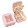 SANDJEST Personalized Jewelry Box, Pink Travel Jewelry Box with Initial M, Small Monogrammed Jewelry Case Organizer for Girls Women Teen Kids, Mini Travel Essentials Gifts for Birthday Christmas view 1