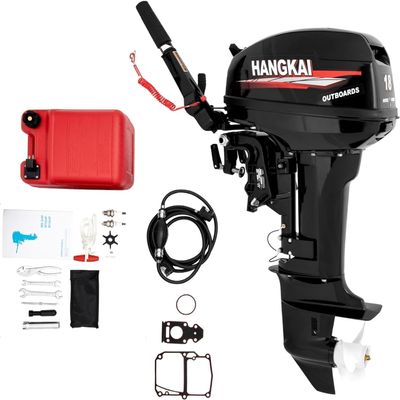 Fluoxtine 246CC Outboard Motor, 2 Stroke 18 HP Heavy Duty Fishing Boat Engine, Short Shaft Outboard Engine with CDI Ignition and Water Cooling System for Fishing Boats, Water Transportation, Black