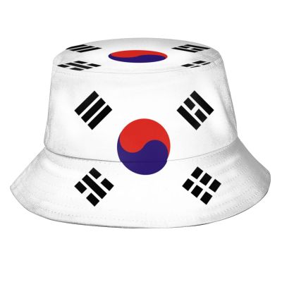 Cute South Korea Flag Bucket Hats Summer Travel Sun Hat Packable South Korean Fisherman Cap for Men Women Adults