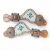 MOUSM SPUR STRAP Western Women, Set Decorated with Holographic Snake Print and Hand Carved Stone Beads Concho view 1