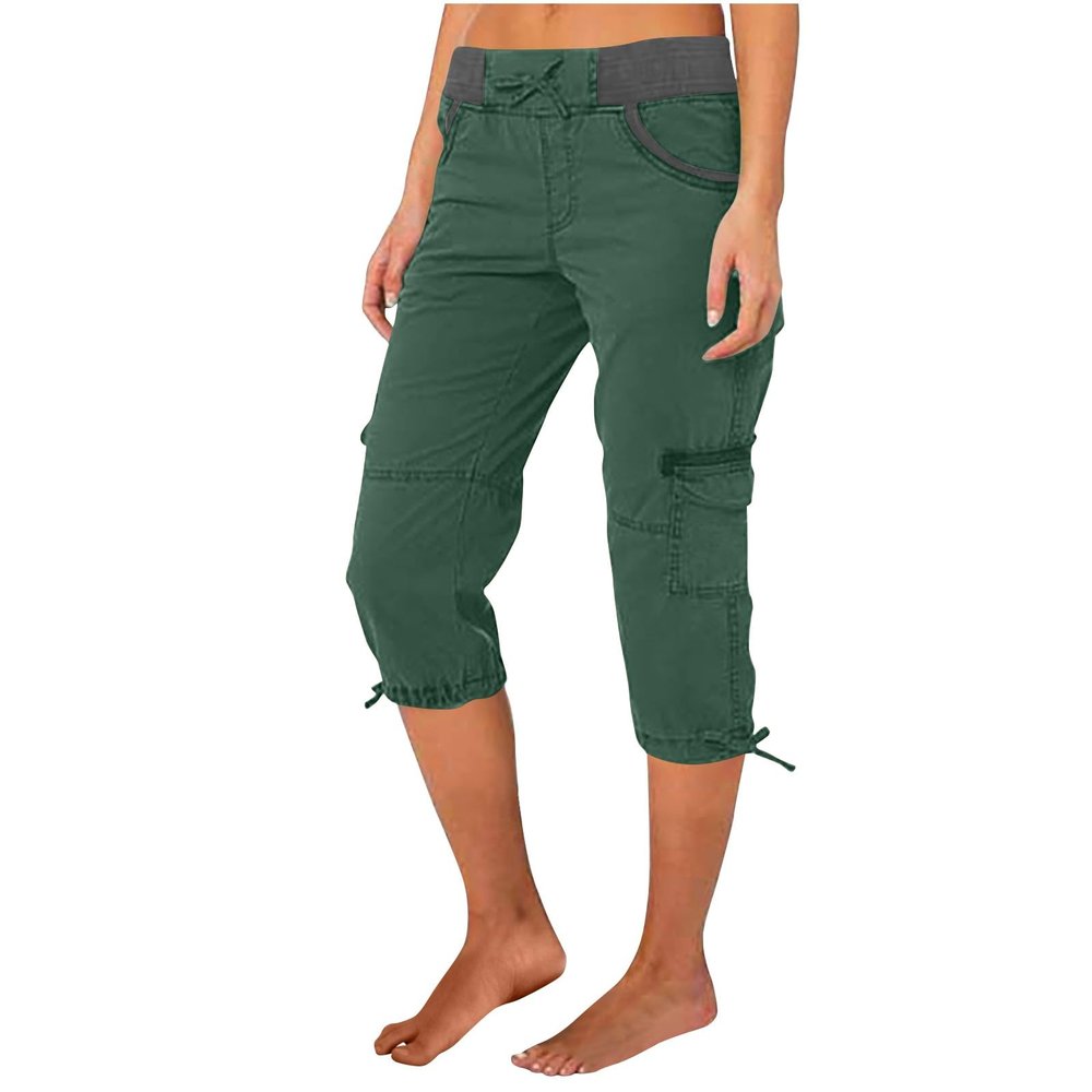 Women's Summer Cargo Pants with Pockets Women's Cargo Capris 3/4 Trousers Pockets Women's Cargo Capris Pants Loose Fit Casual Hiking Pants Lightweight Travel Summer Pants for Women