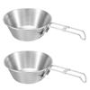 CAKEEYUM Travel Sierra Cup Camping Tableware Equipment Bowl Set Backpacking 304 Stainless Steel Carry Fold Sturdy Measuring 500ml 2PCSTravel Sierra Cup Camping Bowl Folding Tabl view 2