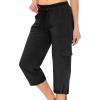 Women's Summer Cargo Pants with Pockets Womens Cargo Capris Pants Drawstring Low Waisted Hiking Jogger Pants Lightweight Outdoor Athletic Travel Casual Loose Comfy Cute 3/4 Trousers Pockets view 4