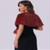 Allegra K Faux Fur Shawl Shrug for Women's Bridal Stoles Evening Party Winter Wedding Wrap X-Large Burgundy view 3