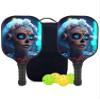 KUAVETO Carbon Fiber Pickleball Paddles Set, All The DIY Fun You can Have with Sugar Skull-BN586 Pattern Custom Made Honeycomb Polymer Core- Includes 2 Paddles, 4 Balls, and a Carry Bag view 1