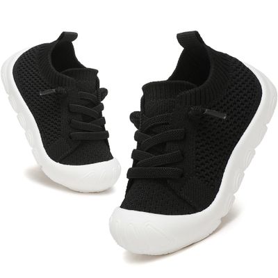 AILYLAKP Toddler Baby Girls Boys Shoes Toddler Walking Sneakers Kids Barefoot Slip on Tennis Infant Shoes Lightweight Breathable for First Babies Black