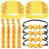 10pcs Sports Baseball Softball Hairbands Set, Yellow Breathable Elastic Yoga Sweatband Softball Headband Ball Print Head Wrap Softball Bandanas Hair Accessories and Adjustable Ball Bracelets view 1