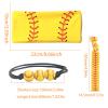 10pcs Sports Baseball Softball Hairbands Set, Yellow Breathable Elastic Yoga Sweatband Softball Headband Ball Print Head Wrap Softball Bandanas Hair Accessories and Adjustable Ball Bracelets view 2
