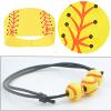 10pcs Sports Baseball Softball Hairbands Set, Yellow Breathable Elastic Yoga Sweatband Softball Headband Ball Print Head Wrap Softball Bandanas Hair Accessories and Adjustable Ball Bracelets view 3