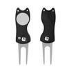 2pcs Golf Divot Repair Tool with Magnetic Ball Marker, Foldable Pop-up Divot Turf Fork Metal Putting Fork for Golf Lover (Black) view 1