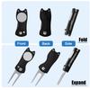 2pcs Golf Divot Repair Tool with Magnetic Ball Marker, Foldable Pop-up Divot Turf Fork Metal Putting Fork for Golf Lover (Black) view 3
