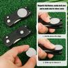 2pcs Golf Divot Repair Tool with Magnetic Ball Marker, Foldable Pop-up Divot Turf Fork Metal Putting Fork for Golf Lover (Black) view 4