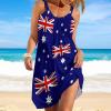 Zakqeik Women's Australian Flag Beach Sling Skirt Summer Midi Dress Party Casual Dress L view 2