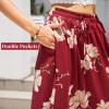 Abaadlw Maxi Skirts for Women with Pockets Long Midi Length Casual Skirt for Beach Party HolidayA40 Floral Red M view 2