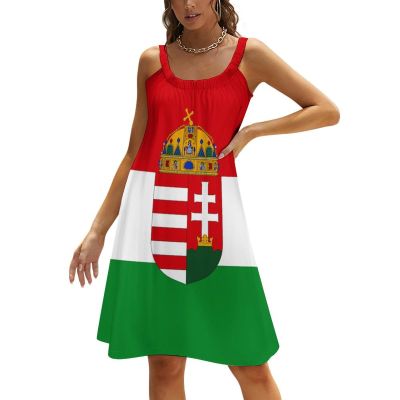 Zakqeik Women's Hungarian Flag Beach Sling Skirt Summer Midi Dress Party Casual Dress 5XL