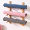 3 Tier Wall Mounted Yoga Mat Holder Solid Wood Fitness Gym Foam Roller Storage Organizer, Sports Exercise Mat Rack