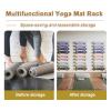 SUYUDD Yoga Mat Holder Wall Mount 9 Tier Yoga Mat Storage Rack Home Gym Organizer Shelf Yoga Mat Wall Holder Wood Yoga Mat Organizer view 4