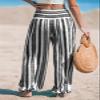 CUPSHE Women Pants Smocked Waist Pants Tapered Leg Pant Loose Fit Long Trousers Casual Beach,XL Black view 2