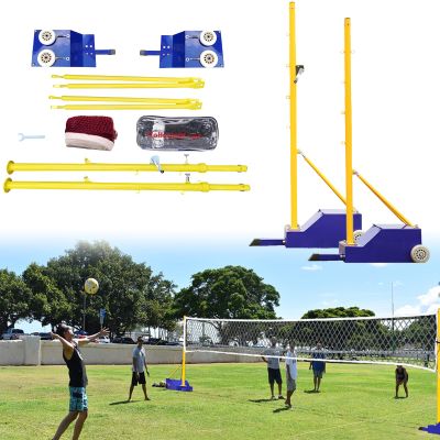 Volleyball Poles with Net for Backyard,Portable Outdoor Volleyball/Badminton Net Set 20 ft Long, Indoor Heavy Duty Volleyball Net Set with Storage Bag,Adjustable Height for Men Women Adult Youth