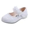 Toddler Girls Dress Shoes Flower Girl Shoes Ankle Strap Ballet Flats Pearls Mary Jane Wedding Party Flower Kid Shoes (White, 6 Infant) view 1