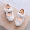Toddler Girls Dress Shoes Flower Girl Shoes Ankle Strap Ballet Flats Pearls Mary Jane Wedding Party Flower Kid Shoes (White, 6 Infant) view 3