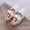 Toddler Girls Dress Shoes Flower Girl Shoes Ankle Strap Ballet Flats Pearls Mary Jane Wedding Party Flower Kid Shoes (White, 6 Infant) view 4