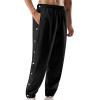 Mens Tear Away Pants Split Side Button Open Down Sweatpants Loose Fit Post Surgery Pant with Pockets (Black a, L) view 1