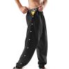 Mens Tear Away Pants Split Side Button Open Down Sweatpants Loose Fit Post Surgery Pant with Pockets (Black a, L) view 2