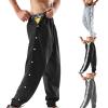 Mens Tear Away Pants Split Side Button Open Down Sweatpants Loose Fit Post Surgery Pant with Pockets (Black a, L) view 4