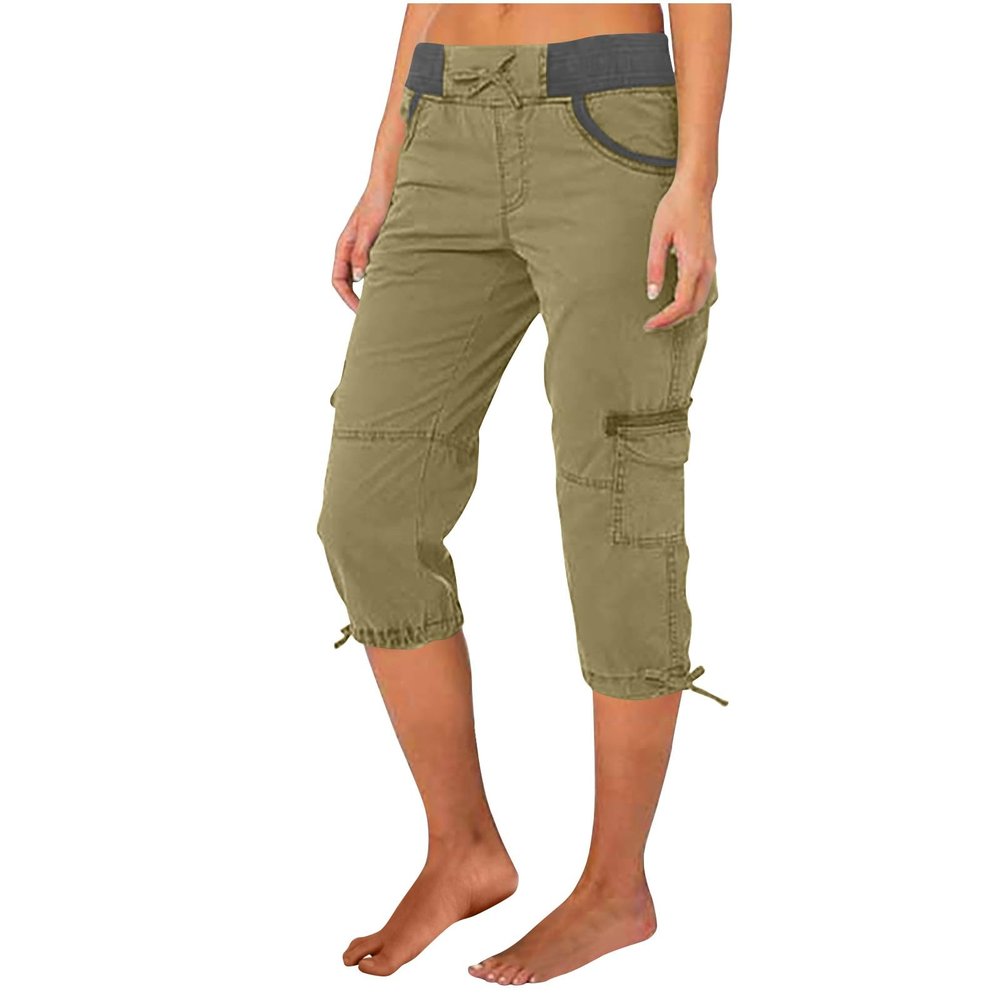 Capris for Women Casual Summer Women's Cargo Capris 3/4 Trousers Pockets Womens Hiking Cargo Shorts Loose Fit Stretch Athletic Shorts with Pockets Shorts for Women Trendy Clothing