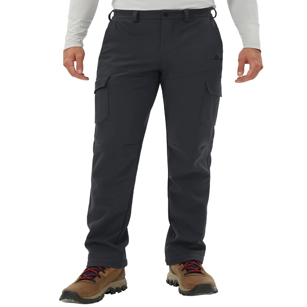 Pioneer Camp Men's Snow Ski Pants Waterproof Fleece Lined Outdoor Softshell Insulated Cargo Hiking Winter Pants Snowboard