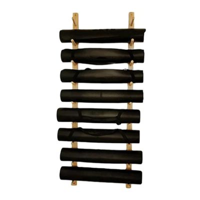 SUYUDD 9-Tier Yoga Mat Holder Wall Mount, Wooden Yoga Mats Storage Rack, Home Gym Storage for Storing Fitness Mats, Yoga Mat Rack