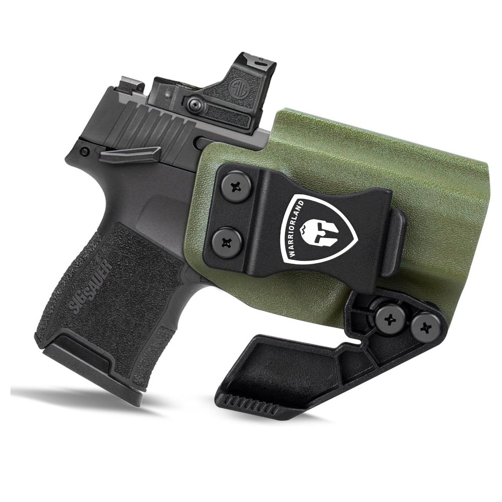 WARRIORLAND Kydex IWB Holster Fits Sig Sauer P365/ P365X/ P365 SAS, Inside Waistband Concealed Carry, Optic Ready w/Claw, Adj Cant, Right Hand, OD Green