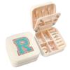SANDJEST Personalized Jewelry Box, White Travel Jewelry Box with Initial R, Small Monogrammed Jewelry Case Organizer for Girls Women Teen Kids, Mini Travel Essentials Gifts for Birthday Christmas view 1