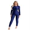 Lorilida Full Body Women One Piece Rash Guard Swimsuit Long Sleeve Padded Modest Swimwear Wetsuit UPF 50+ Navy Blue Medium view 2