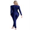 Lorilida Full Body Women One Piece Rash Guard Swimsuit Long Sleeve Padded Modest Swimwear Wetsuit UPF 50+ Navy Blue Medium view 4