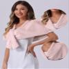 Allegra K Faux Fur Shawl Shrug for Women's Bridal Stoles Evening Party Winter Wedding Wrap Large Dusty Pink view 2