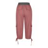 Capris for Women Casual Summer Women's Cargo Capris 3/4 Trousers Pockets Womens Cargo Capris with Pockets Loose Fit Casual Hiking Pants Drawstring Low Waisted Hiking Jogger Pants view 3